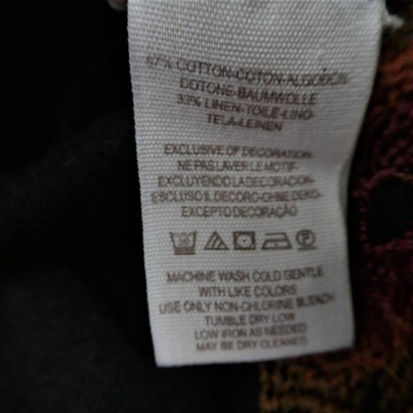 Free People Top Black Embroidered Cut Out Linen Long Balloon Sleeves Oversized S - Picture 7 of 10